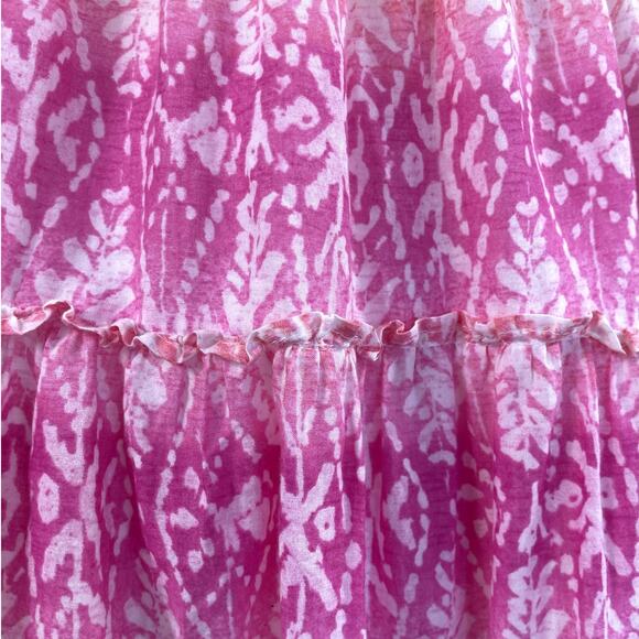 Lauren Ralph Lauren Printed Tiered Strapless Midi Dress Smocked Vacation Sz. L - Picture 7 of 11